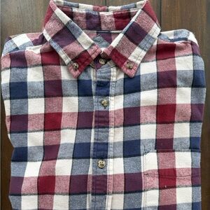 Merona Men's Checkered Shirt - Burgundy, Navy, and White